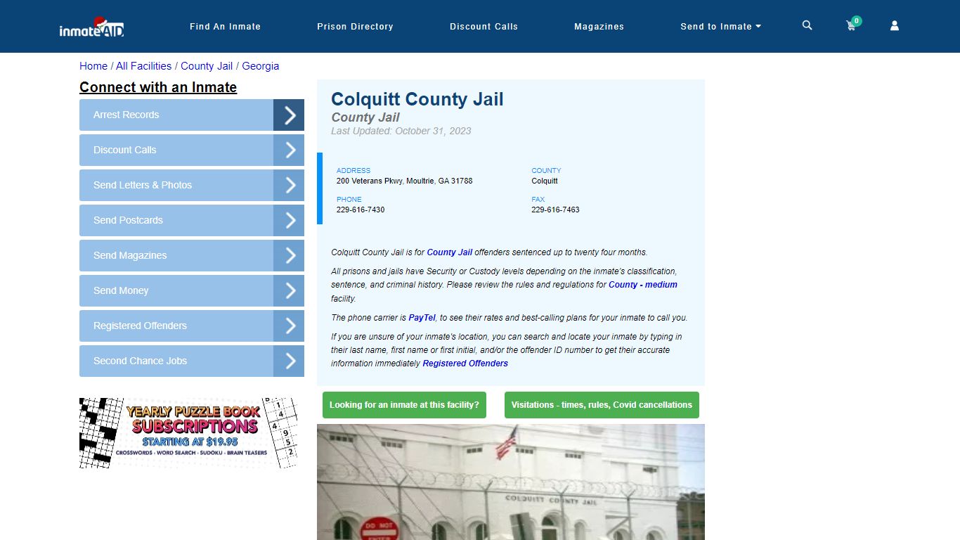 Colquitt County Jail - Inmate Locator - Moultrie, GA