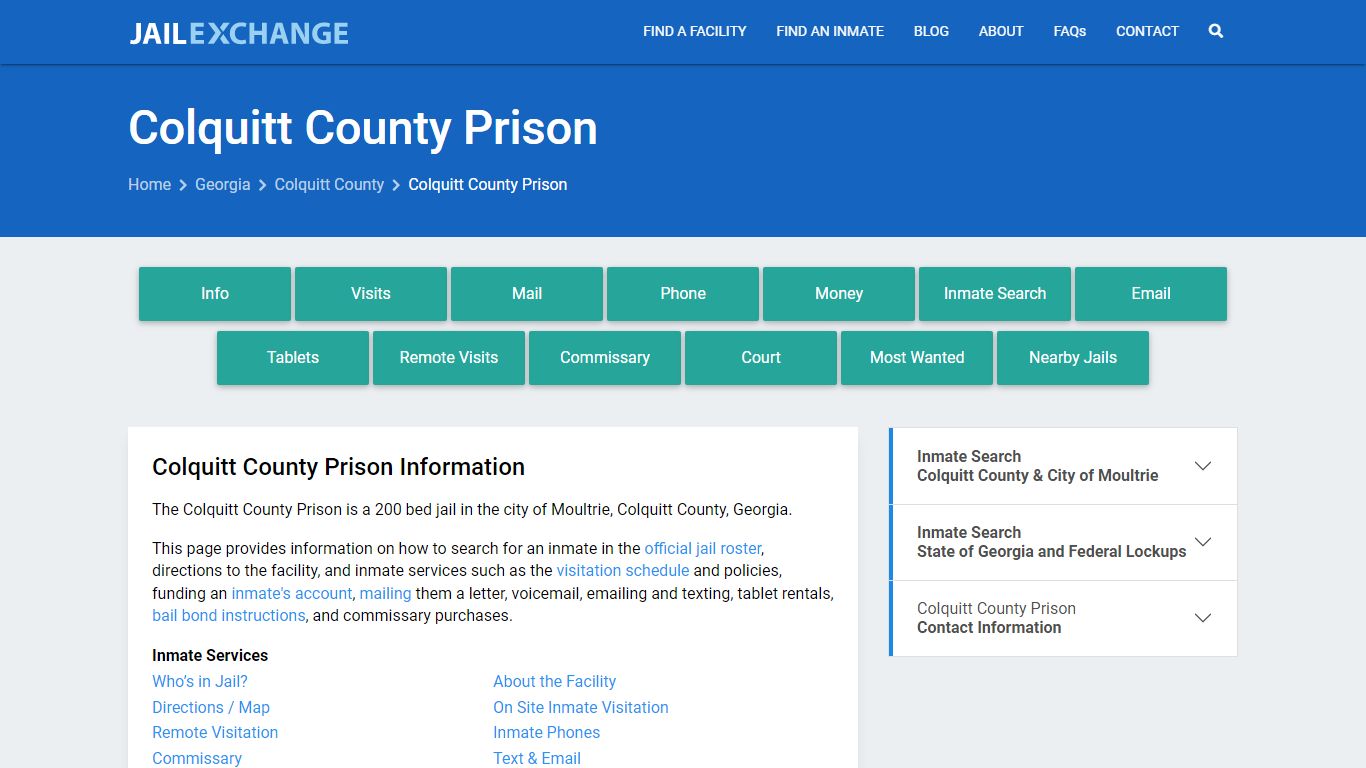 Colquitt County Prison, GA Inmate Search, Information - Jail Exchange